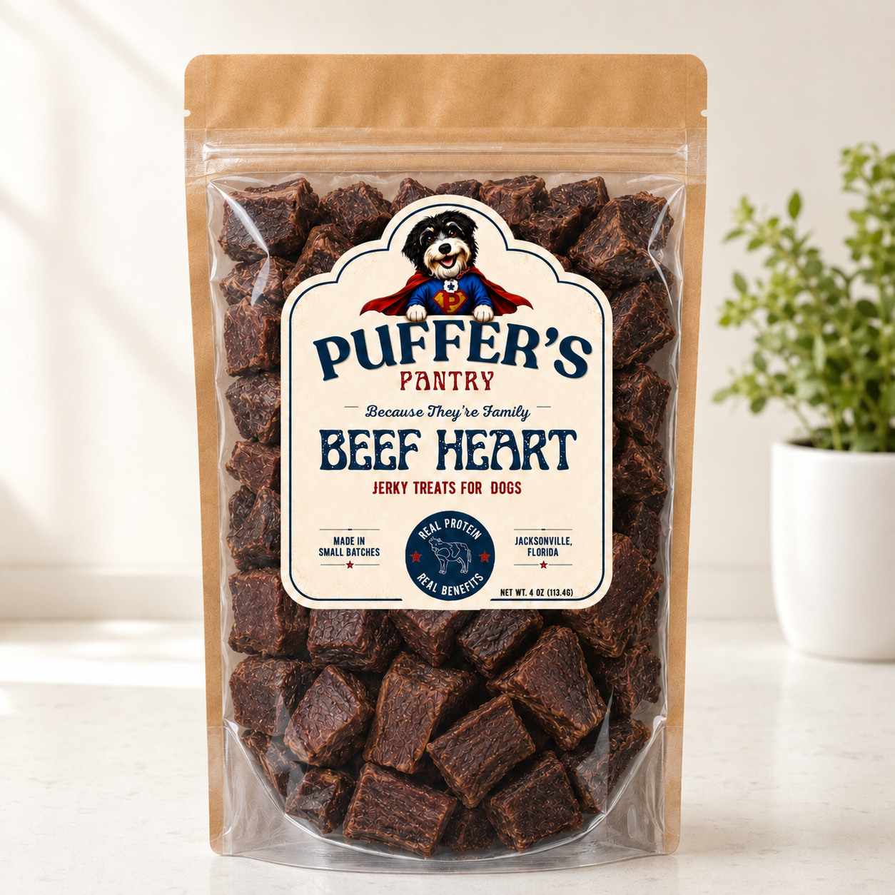 Beef Heart Strips Dehydrated Beef Treats · 4 oz