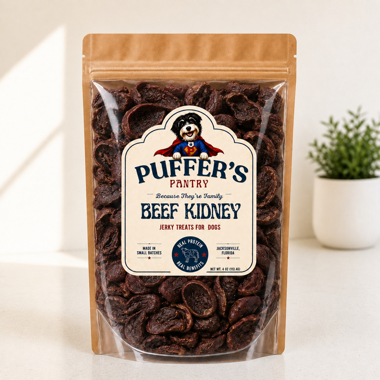 Beef Kidney Strips Dehydrated Beef Treats · 4 oz