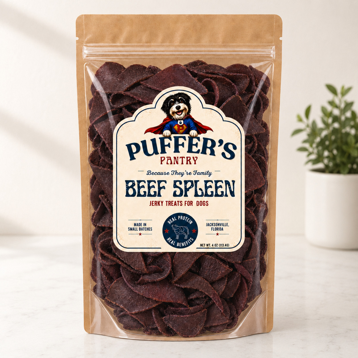Beef Spleen Strips Dehydrated Beef Treats · 4 oz