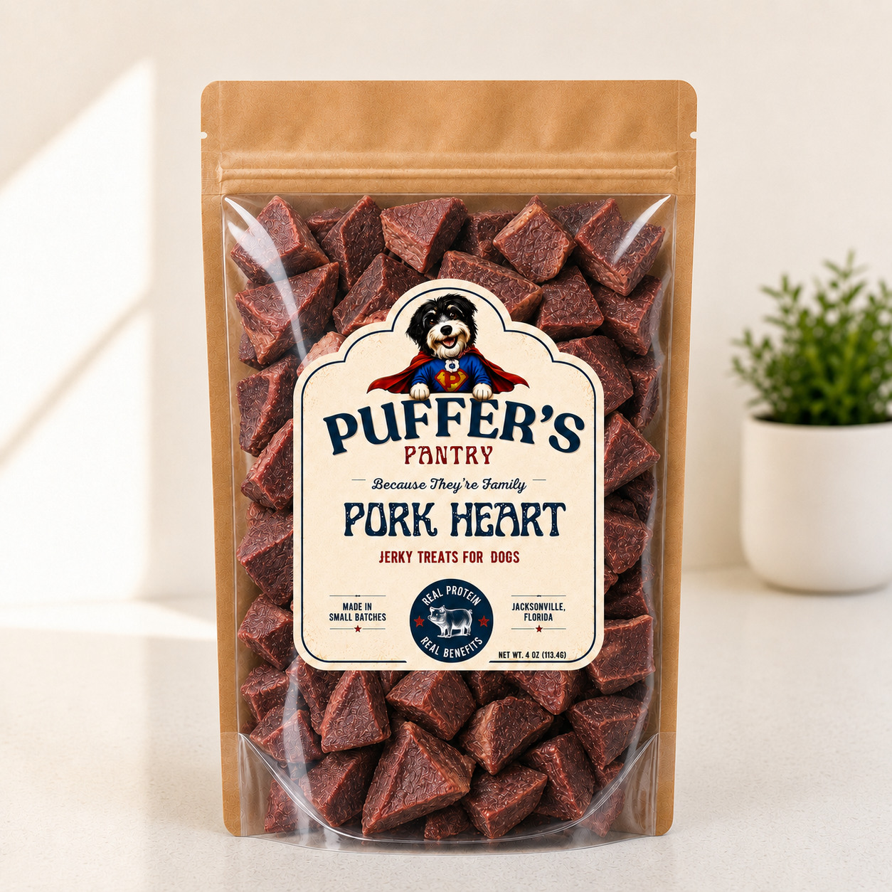 Pork Heart Strips Dehydrated Pork Treats · 4 oz