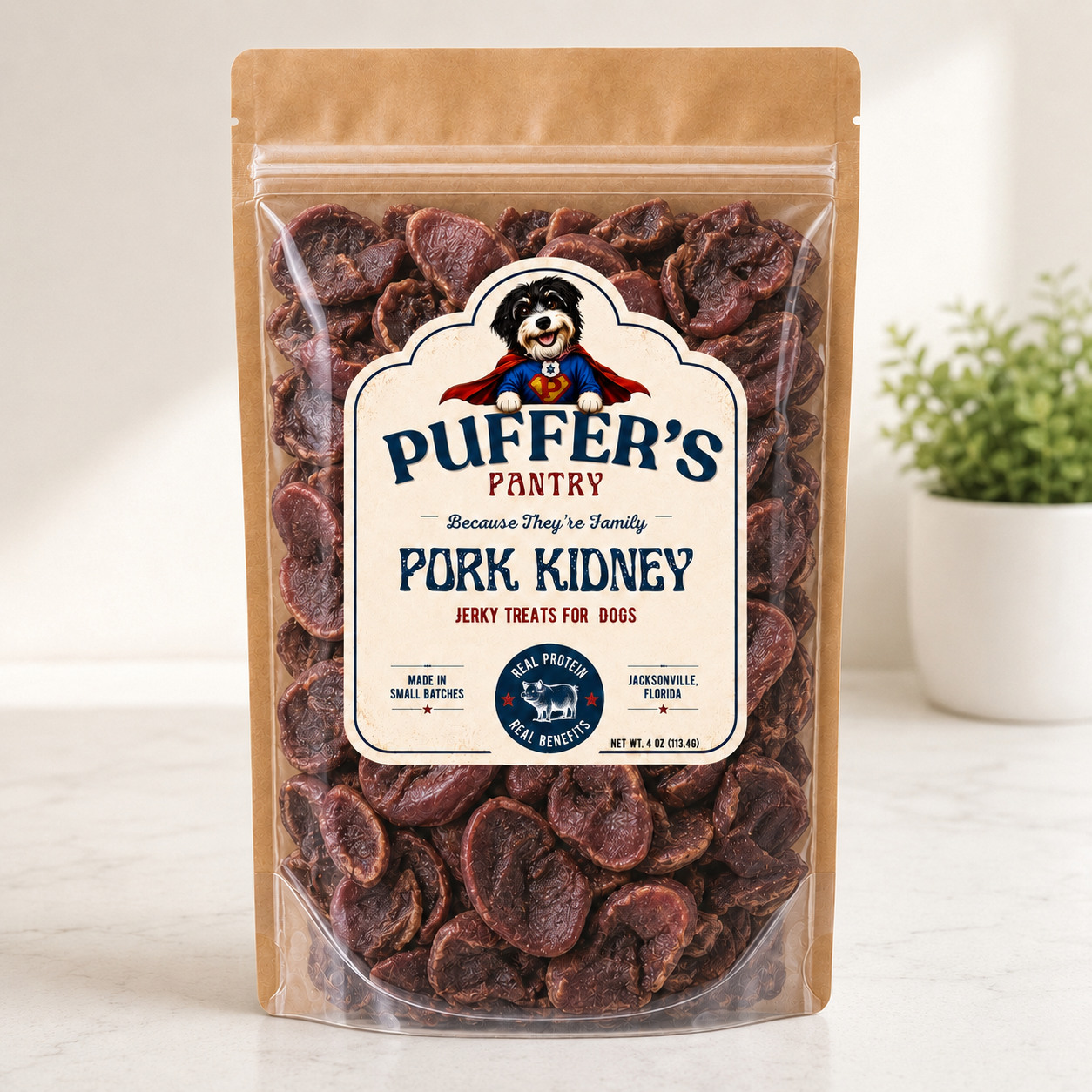Pork Kidney Strips Dehydrated Pork Treats · 4 oz