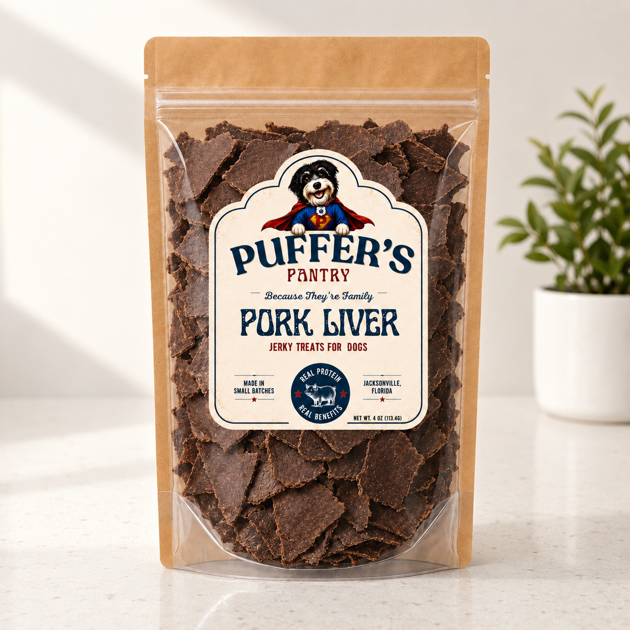 Pork Liver Strips Dehydrated Pork Treats · 4 oz